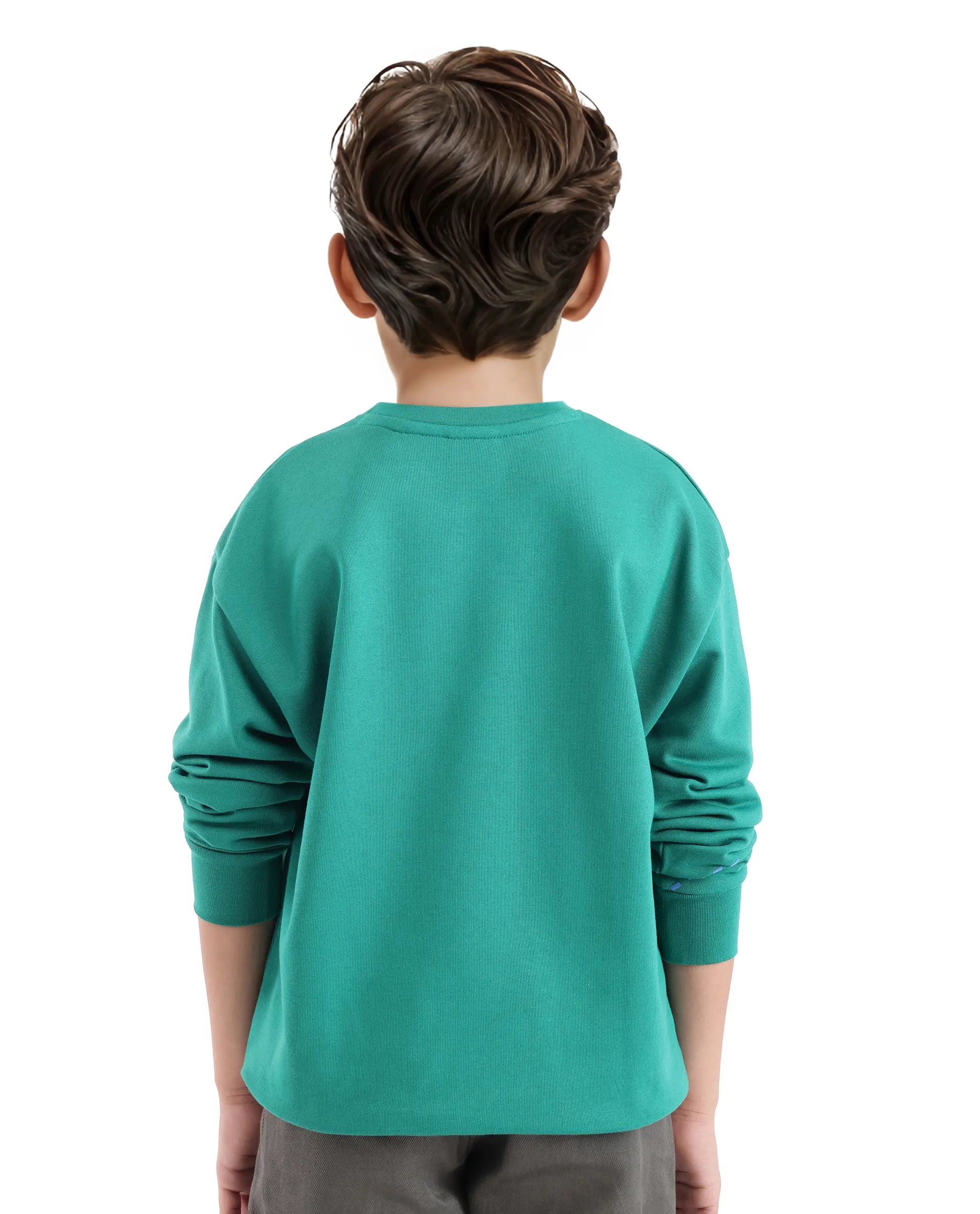 Rare Ones Kids Kole Green Cotton Poly Full Sleeve Hd Print Sweatshirt