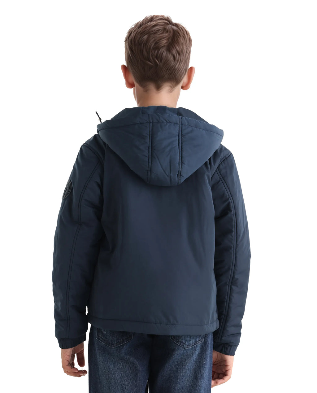 Rare Ones Kids Kost-K Navy Polyester Zipper Closure Hooded Plain Full Sleeves Regular Fit Jacket