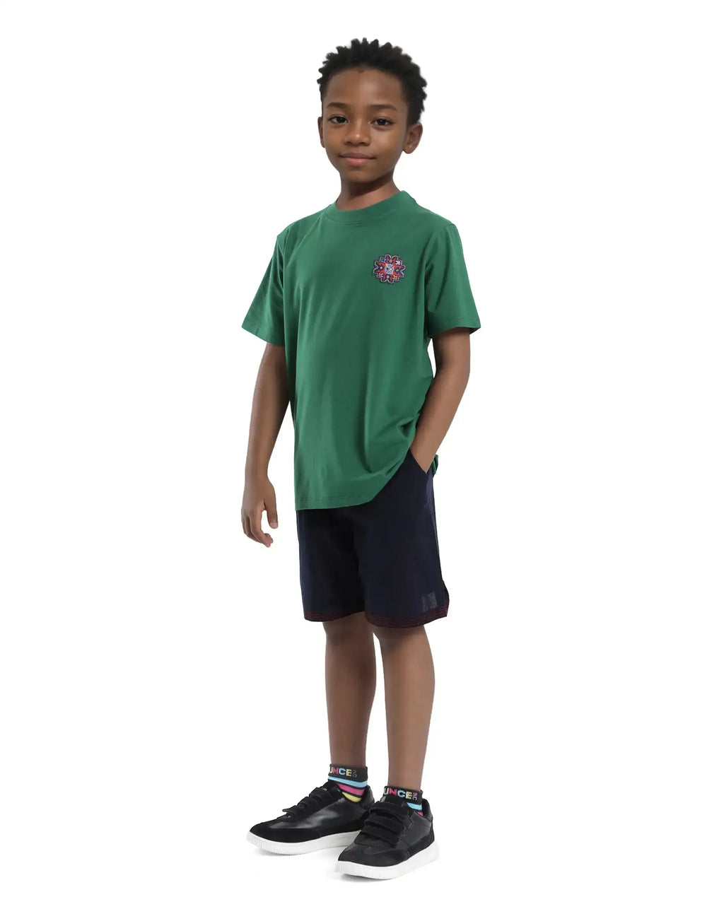 Rare Ones Kids Kyte-B Navy Cotton Button And Zip Closure Solid Regular Fit Shorts