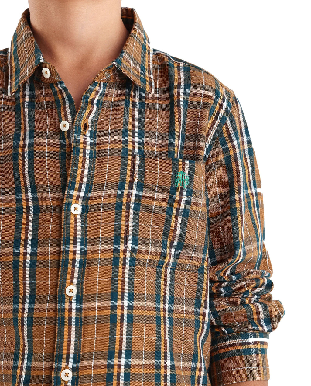 Rare Ones Kids Lane Dark Yellow Cotton Checked Button Closure Regular Fit Shirt