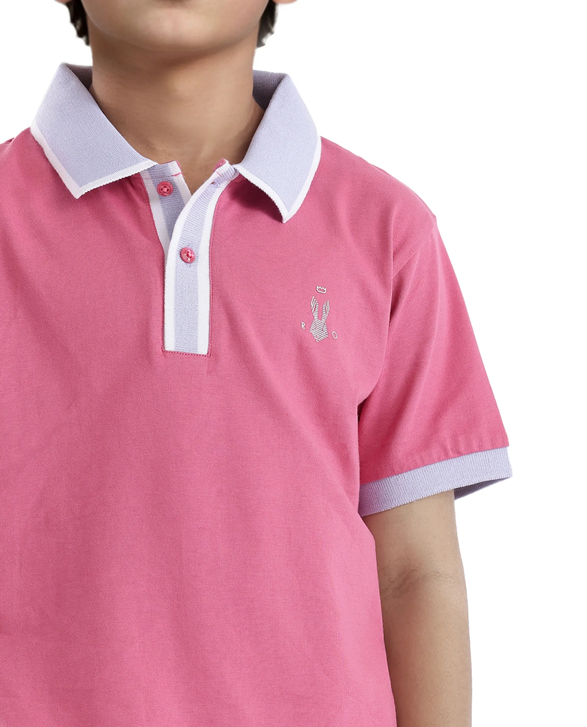 Rare Ones Kids Larn Flouroscent Pink Cotton Short Sleeve Hd Print Polo