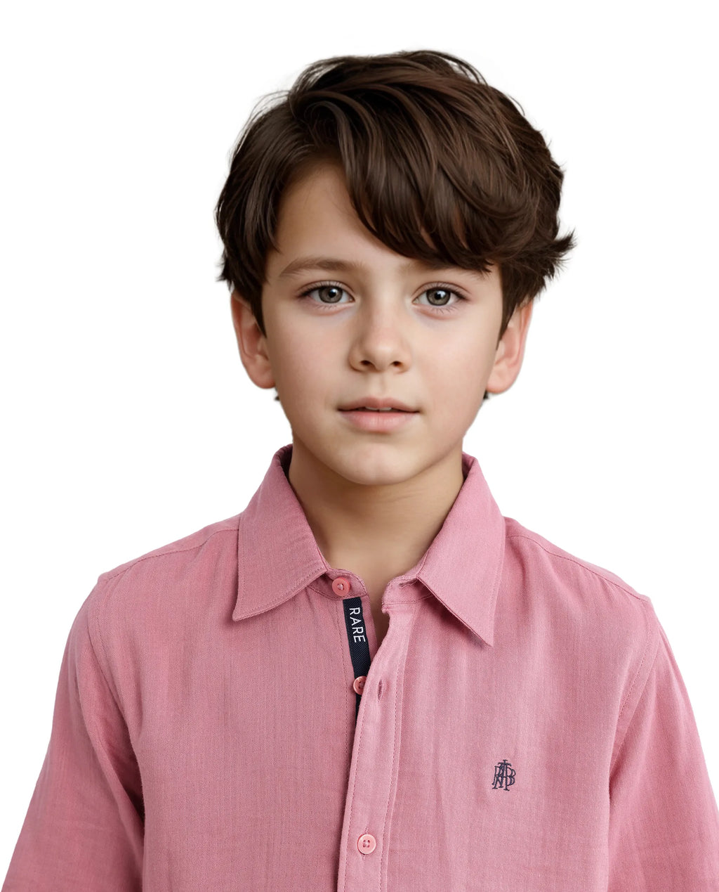 Rare Ones Kids Layerr Hs-K Dusky Pink Cotton Half Sleeve Spread Collar Solid Shirt