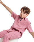 Rare Ones Kids Layerr Hs-K Dusky Pink Cotton Half Sleeve Spread Collar Solid Shirt