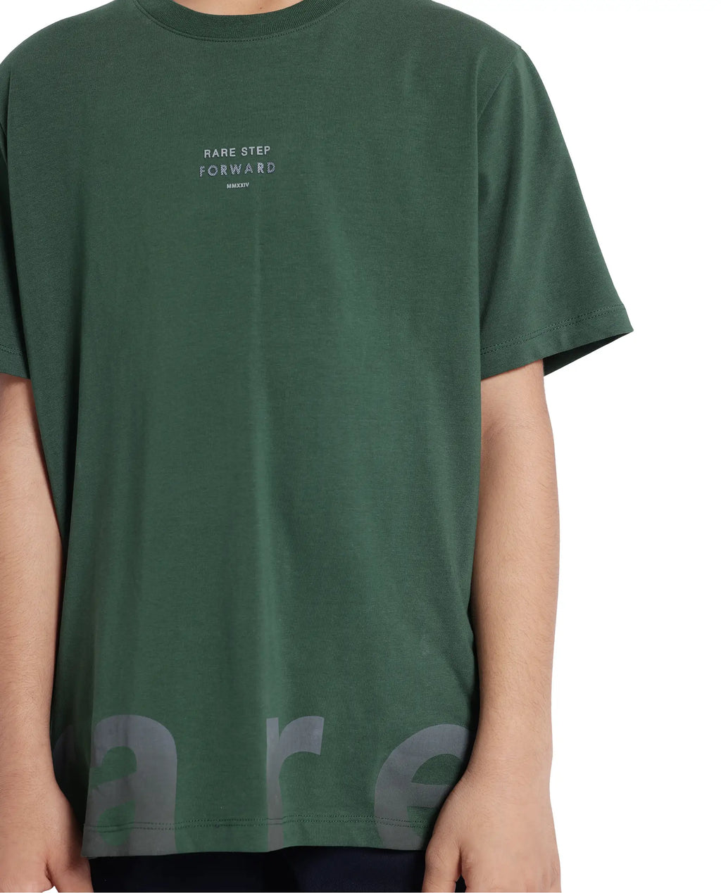 Rare Ones Kids Letz Green Cotton Short Sleeve Crew Neck Printed T-Shirt