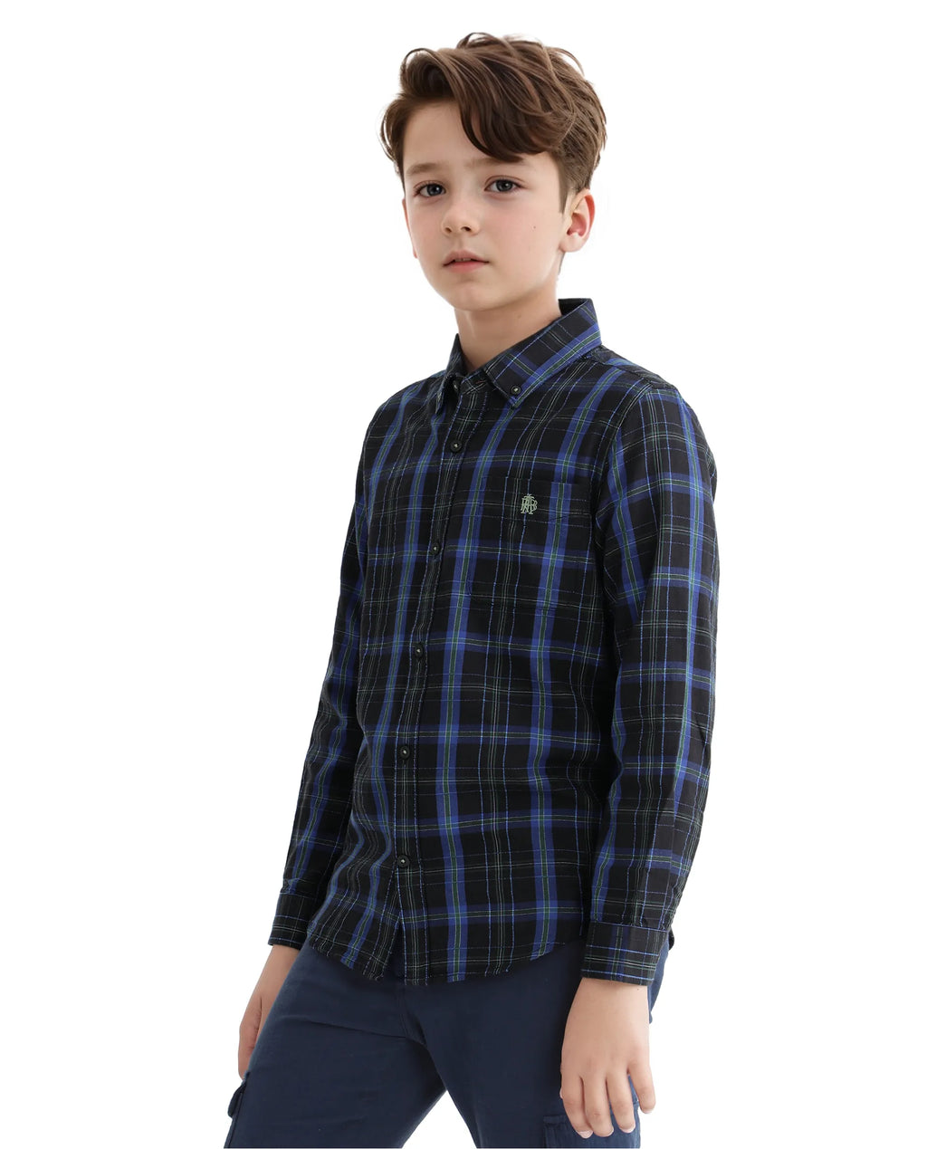 Rare Ones Kids Lian Navy Cotton Full Sleeve Crew Neck Hd Print Shirt