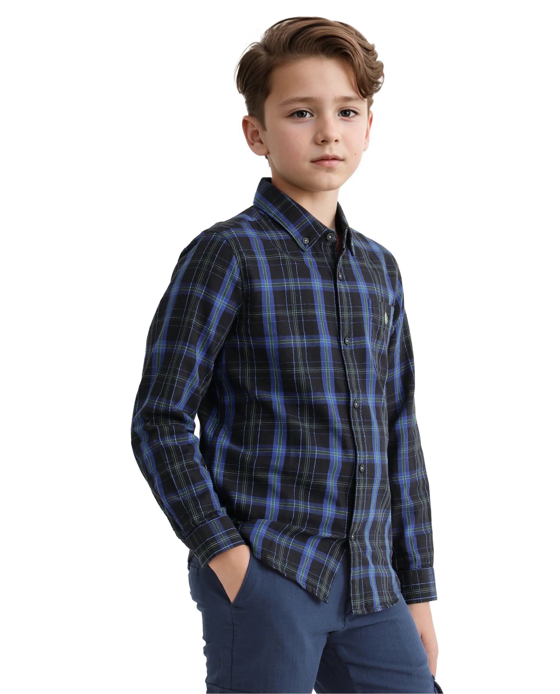 Rare Ones Kids Lian Navy Cotton Full Sleeve Crew Neck Hd Print Shirt