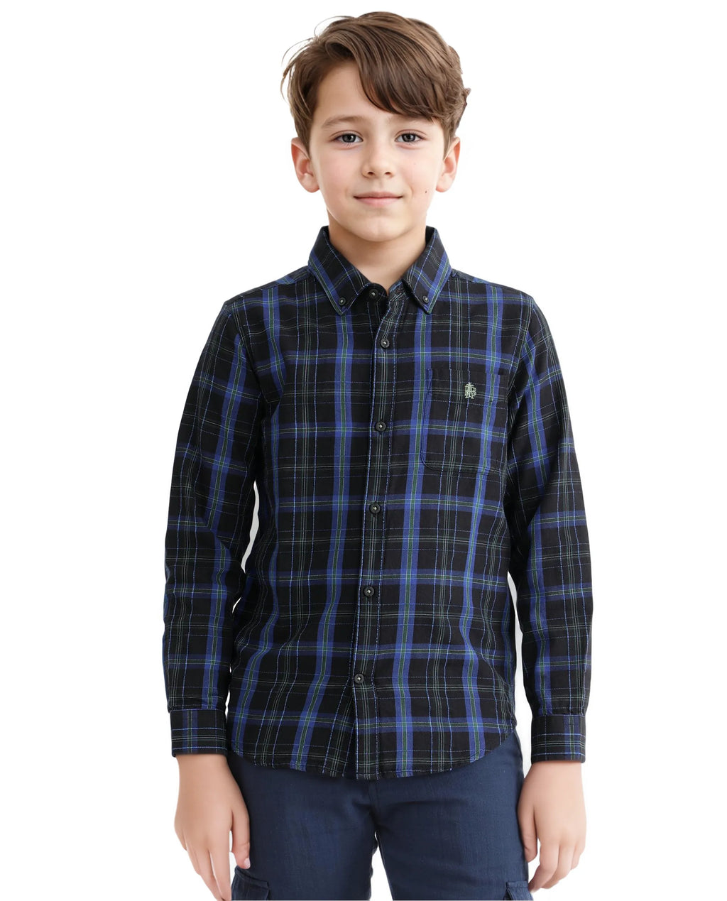 Rare Ones Kids Lian Navy Cotton Full Sleeve Crew Neck Hd Print Shirt