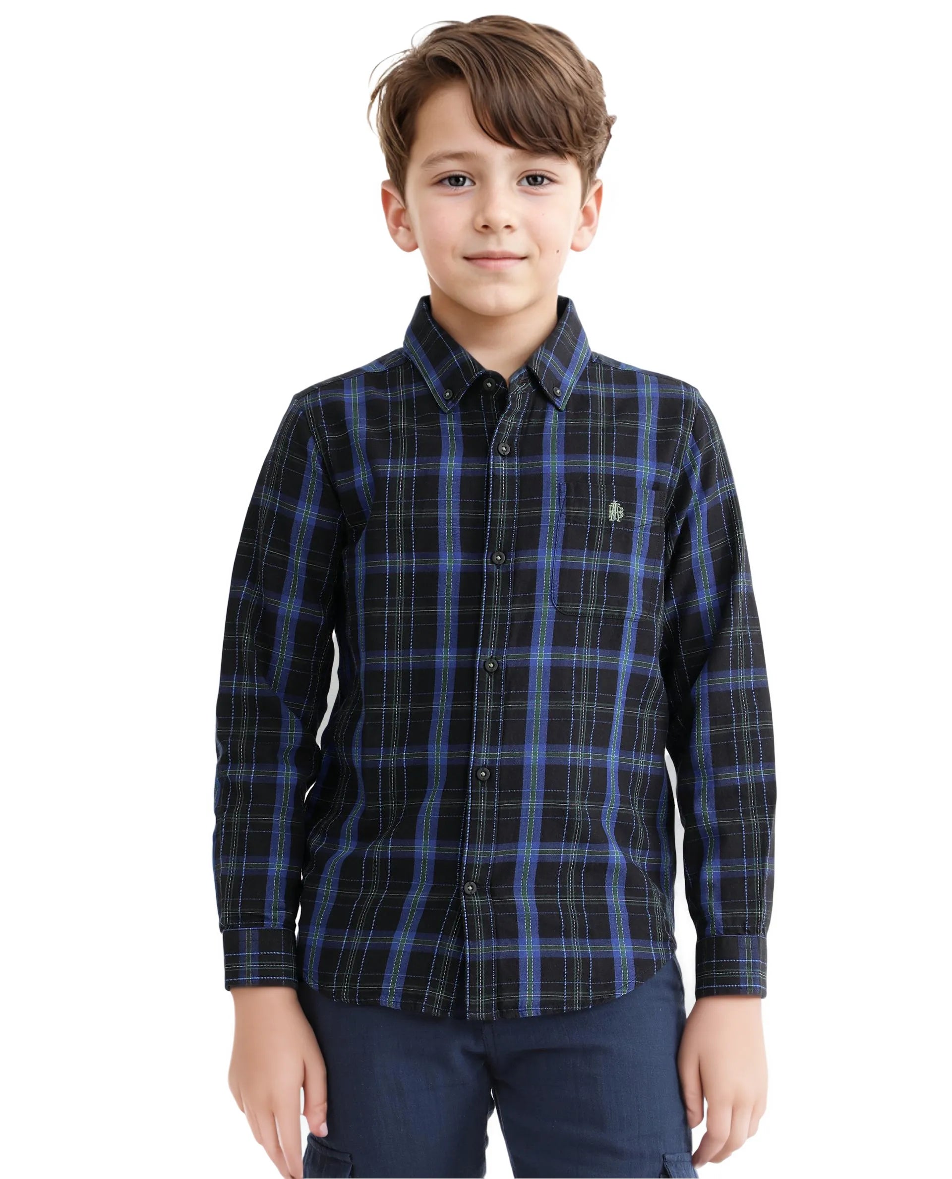 Rare Ones Kids Lian Navy Cotton Full Sleeve Crew Neck Hd Print Shirt
