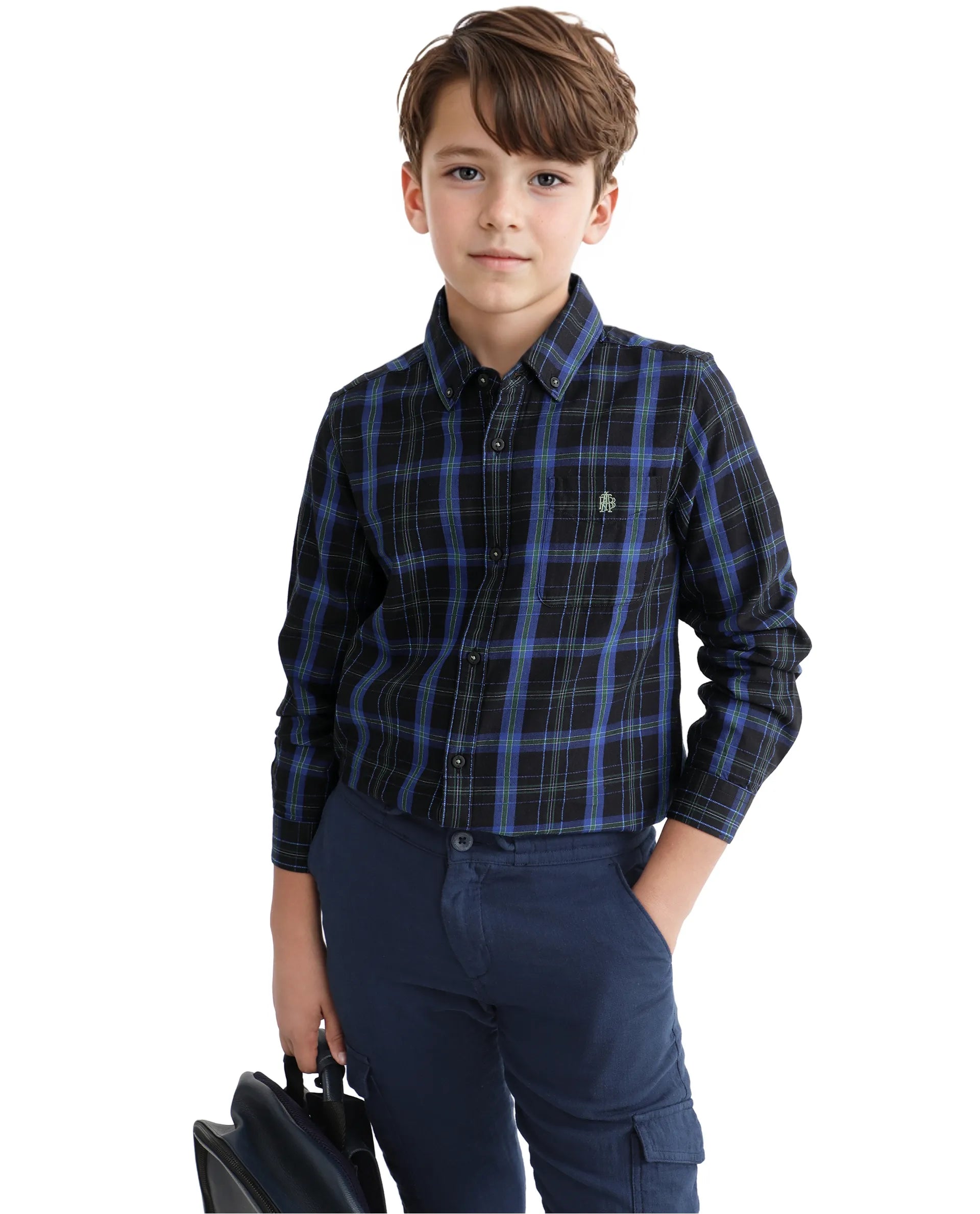 Rare Ones Kids Lian Navy Cotton Full Sleeve Crew Neck Hd Print Shirt