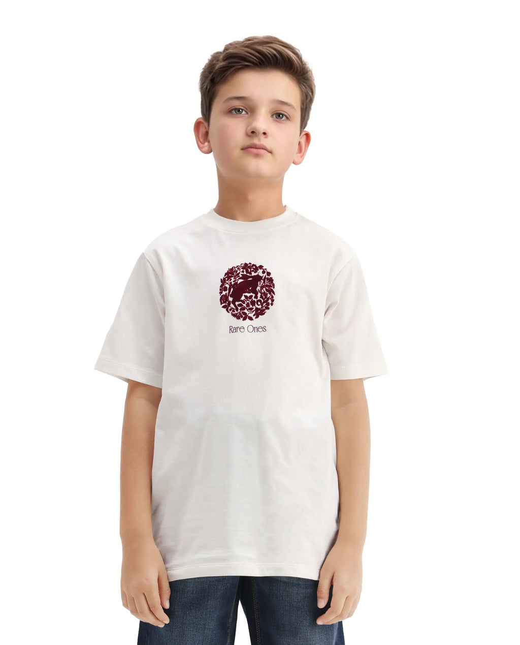 Rare Ones Kids Makes25 White Cotton Flock Print Regular Fit T-Shirt