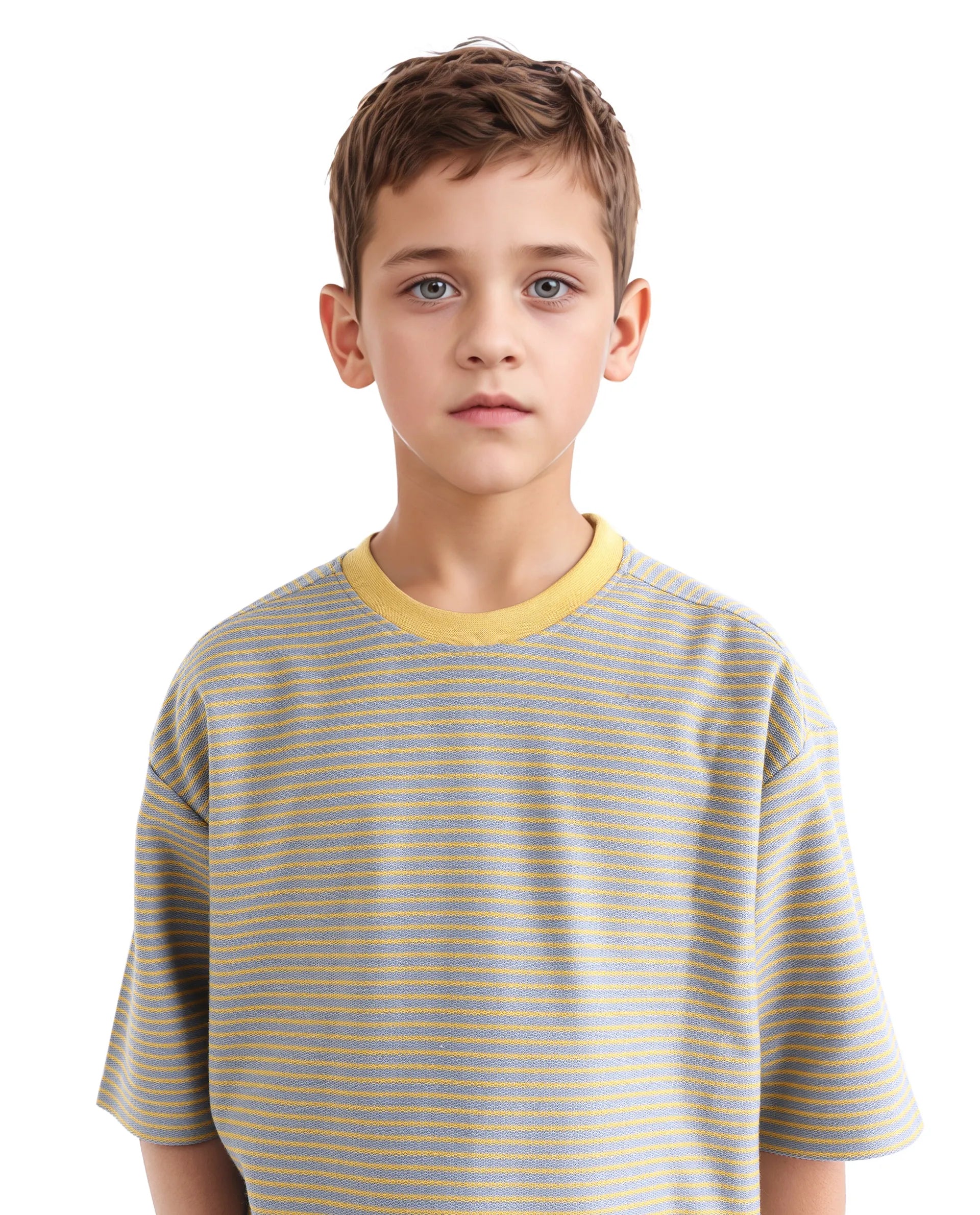 Rare Ones Kids Malco Grey Cotton Pull On Striped Oversized T-Shirt