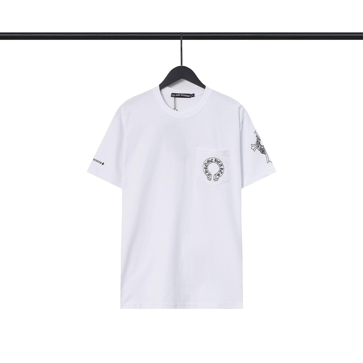CHH Chrome Heart T Shirts Chrome Hearts Cross Sanskrit Print Short Sleeve Crew Neck T-Shirt
