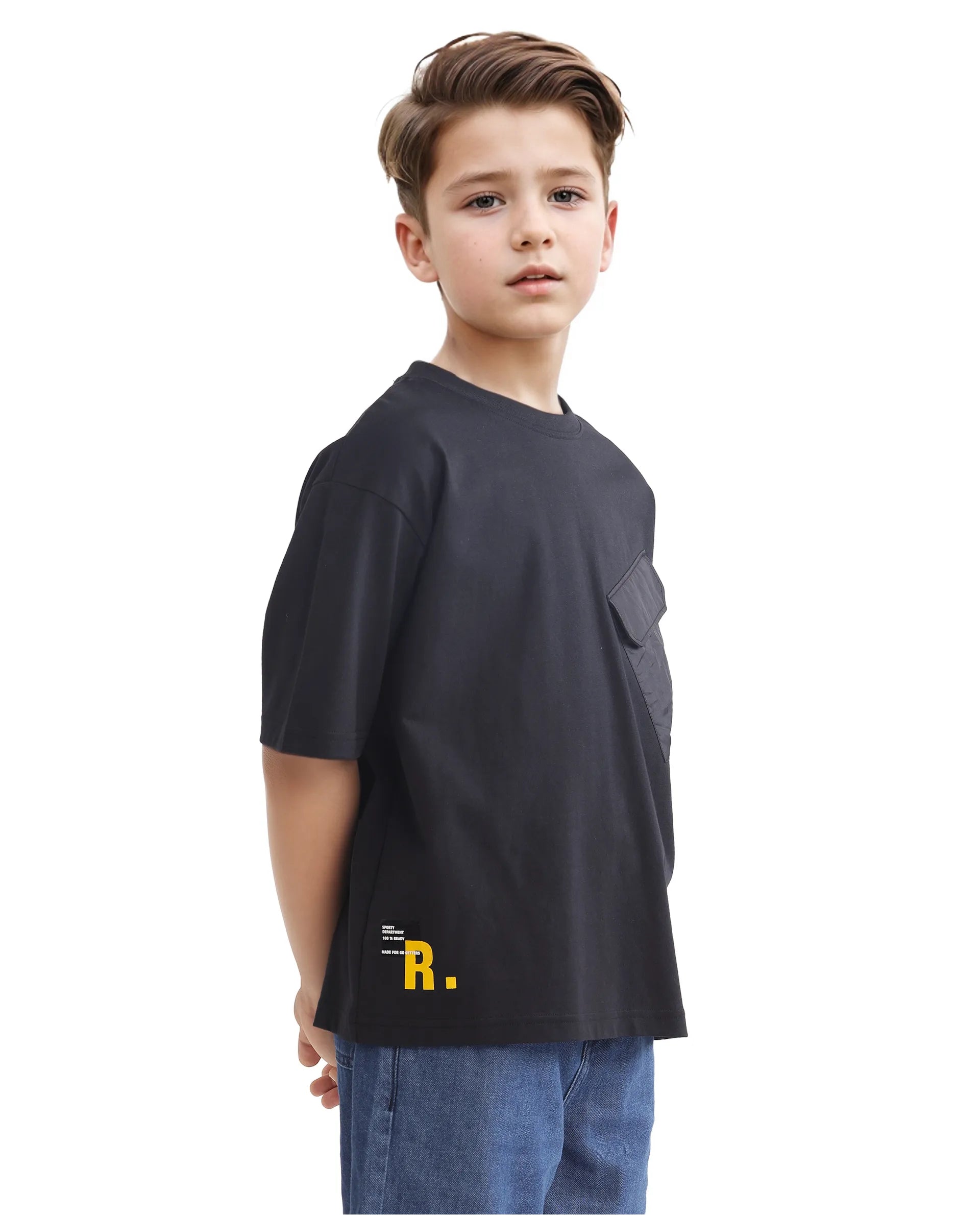 Graphic Back Print Boxy T-Shirt Portz - Black