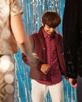 Rare Ones Kids Crew Red Cotton Full Sleeves Button Down Collar Regular Fit Checked Shirt