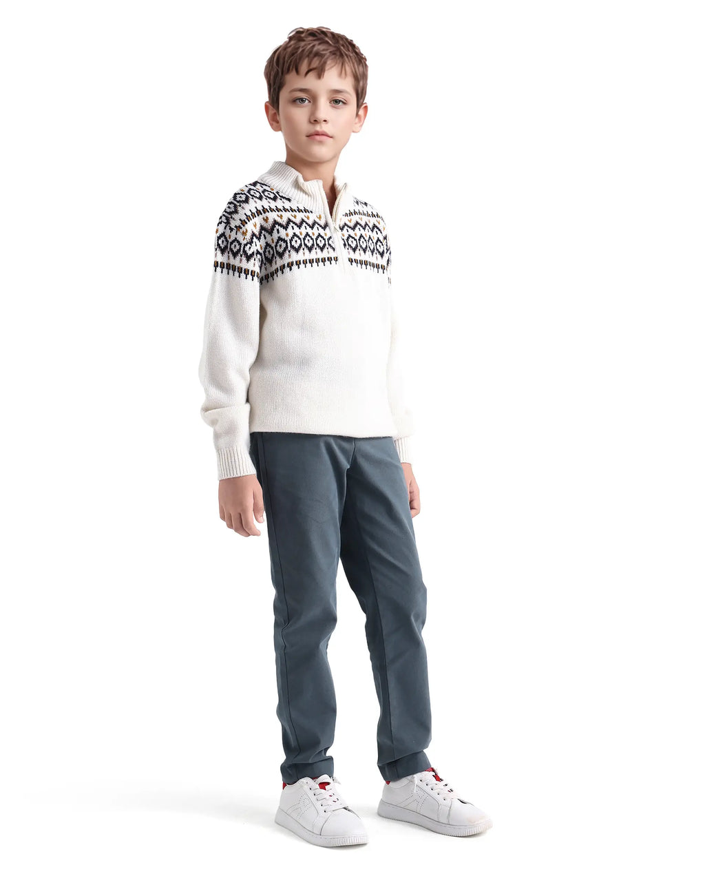 Rare Ones Kids Arne-K Dusky Blue Cotton Solid Button Closure Regular Fit Trouser