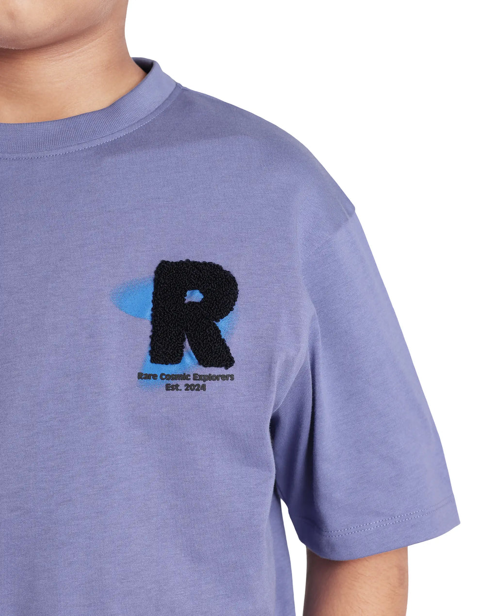 Rare Ones Kids Comet Light Purple Cotton Printed Slip-On Oversized Fit T-Shirt