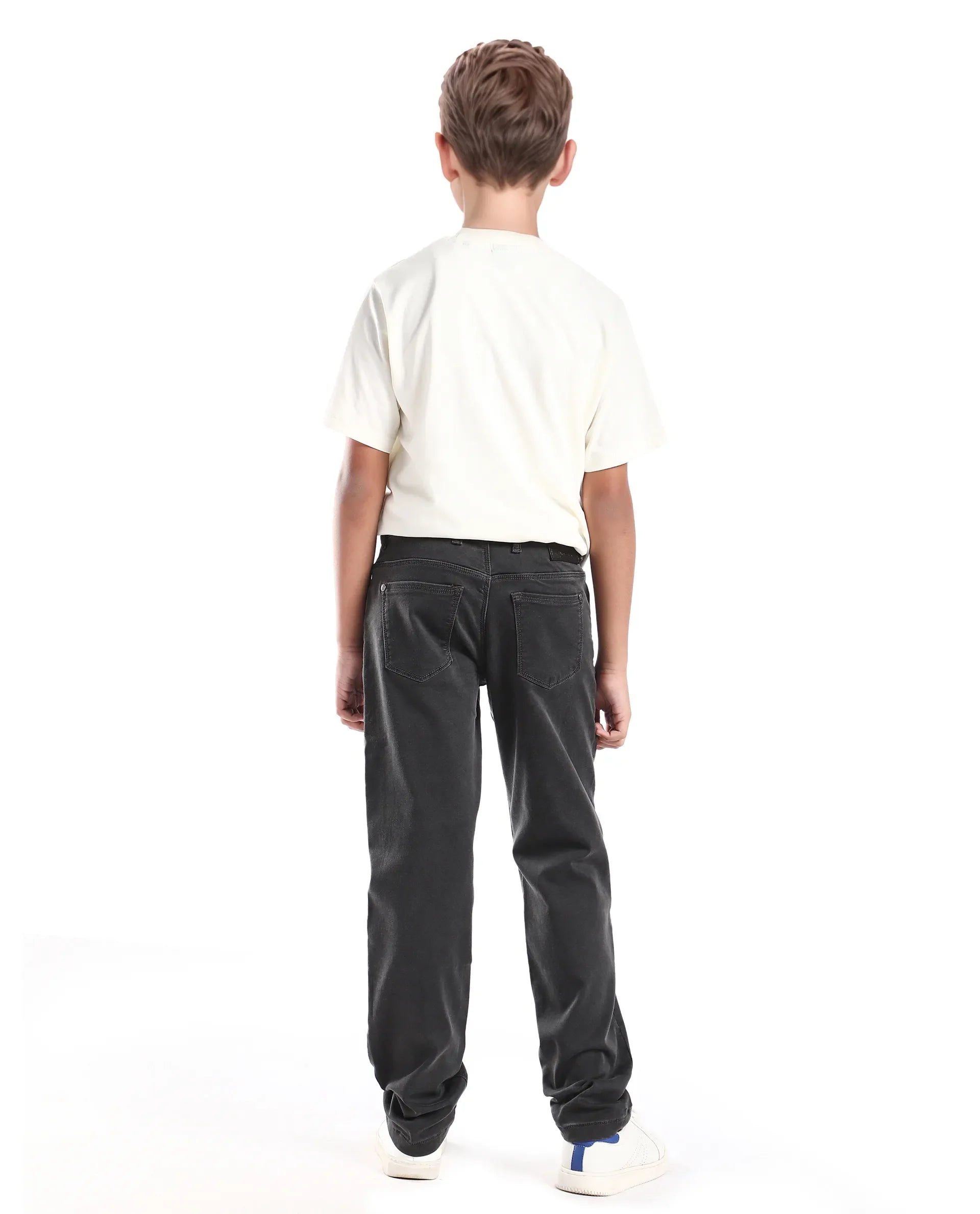 Rare Ones Kid's Corvo-K Grey Cotton Blend Fabric Regular Fit Plain Jeans