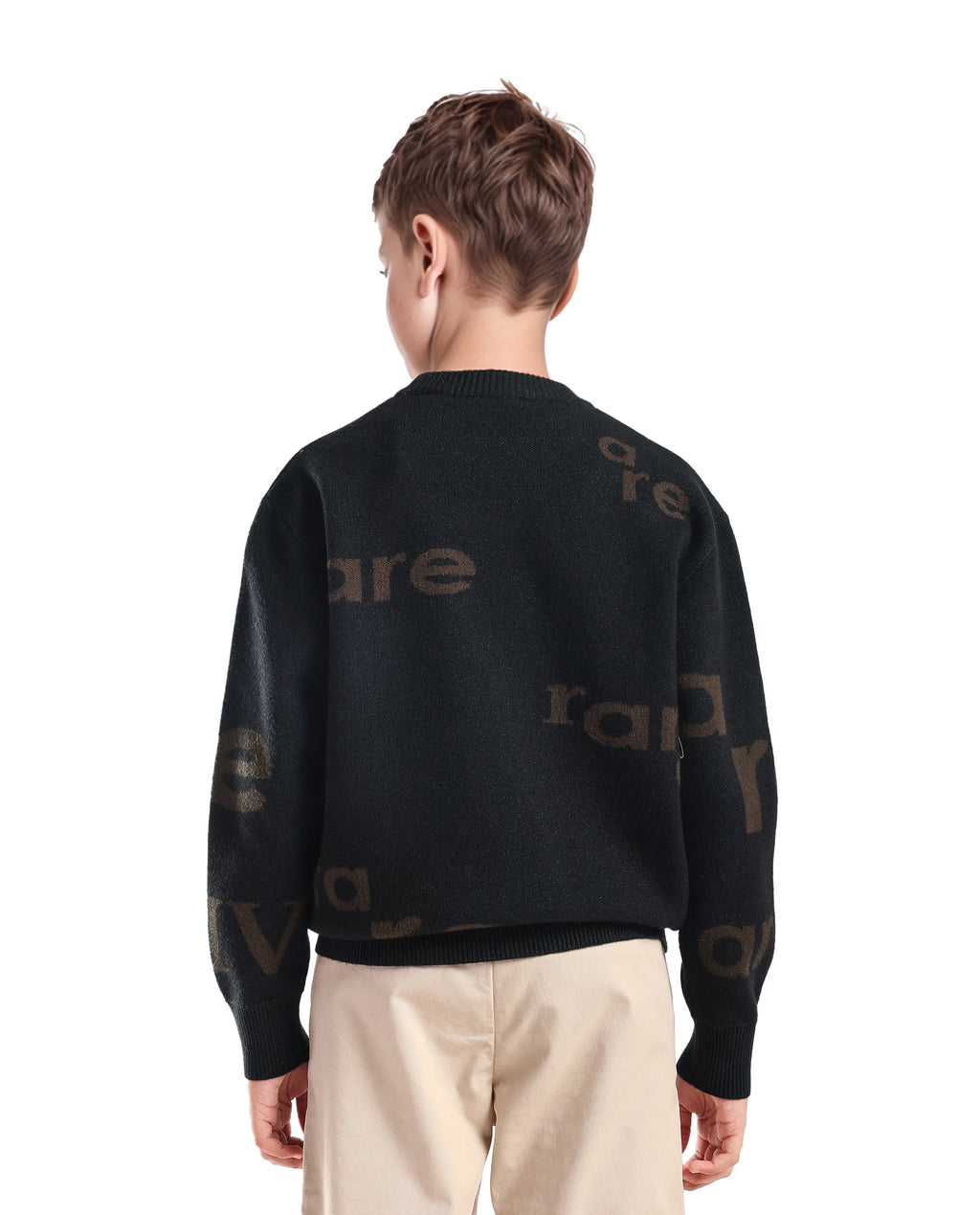 Rare Ones Kids Dio Dark Green Viscose Blend All Over Print Slip-On Closure Relaxed Fit Sweater
