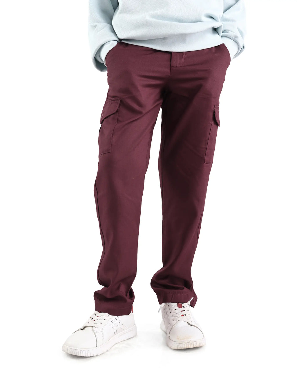 Rare Ones Kids Glin-B Maroon Cotton Solid Button Closure Regular Fit Trouser