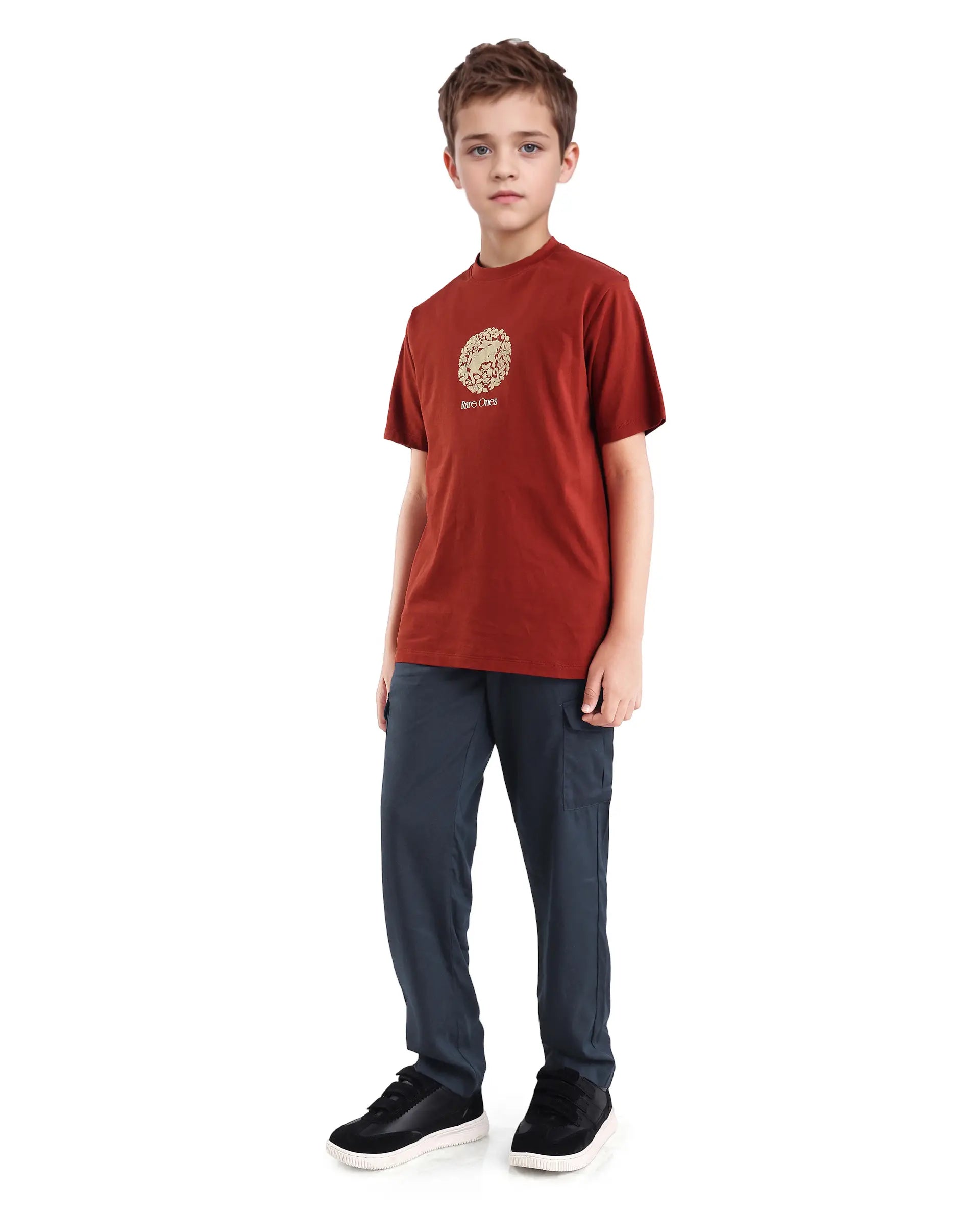 Rare Ones Kids Glin-B Navy Cotton Solid Button Closure Regular Fit Trouser