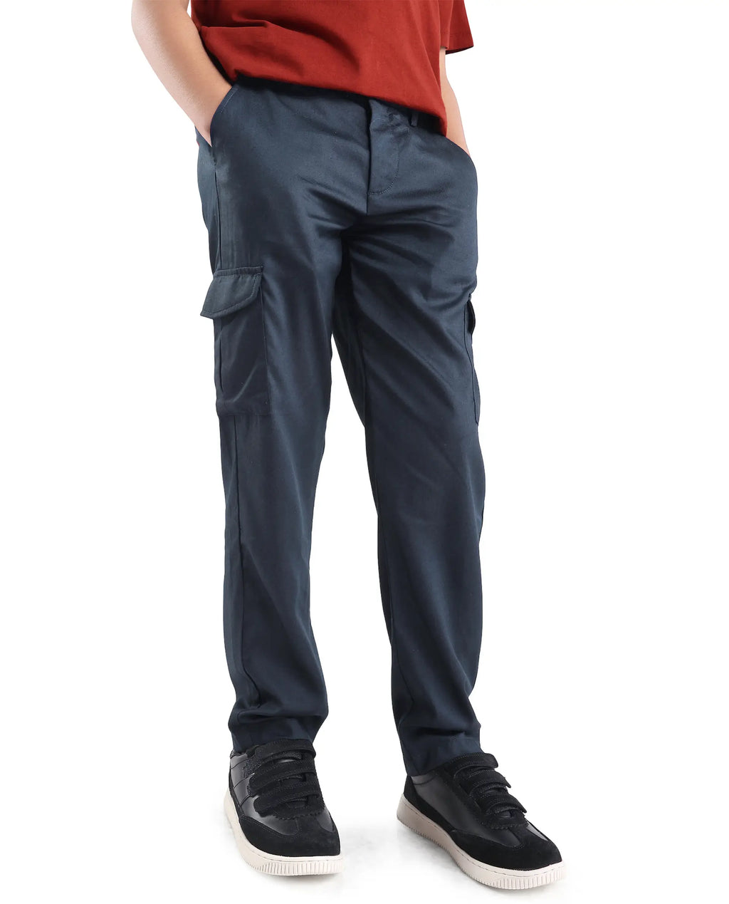 Rare Ones Kids Glin-B Navy Cotton Solid Button Closure Regular Fit Trouser