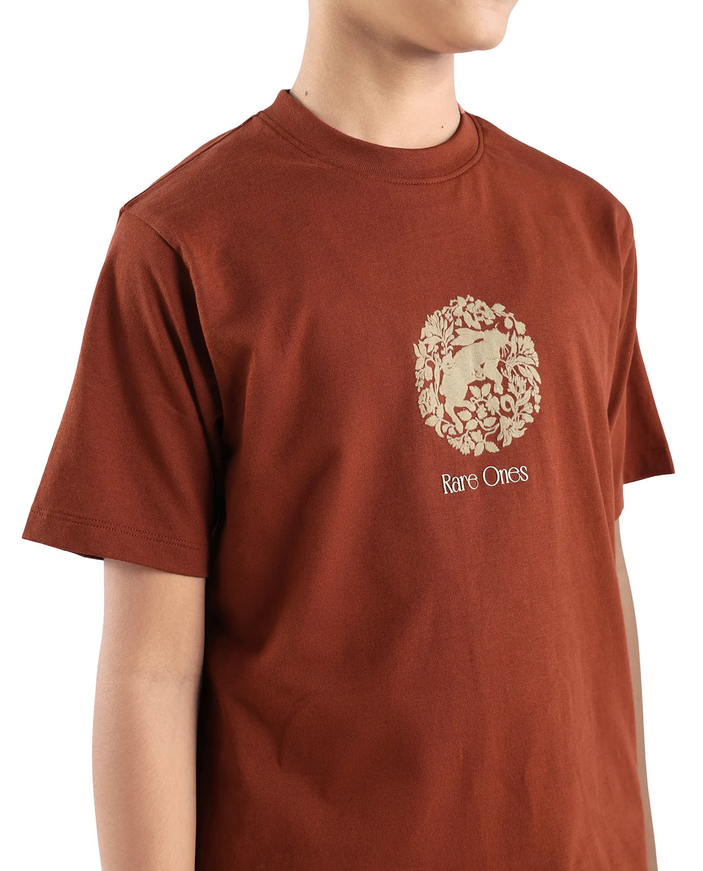 Rare Ones Kids Makes25 Rust Cotton Flock Print Regular Fit T-Shirt