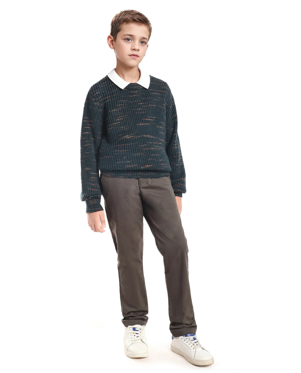 Rare Ones Kids Malto Dark Blue Acrylic Textured Pull-On Closure Regular Fit Sweater