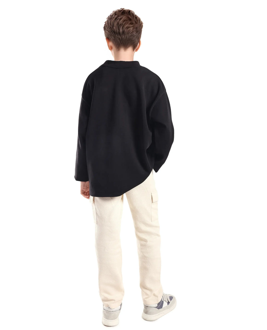 Rare Ones Kids Masa-B Off White Cotton Solid Button Closure Regular Fit Trouser