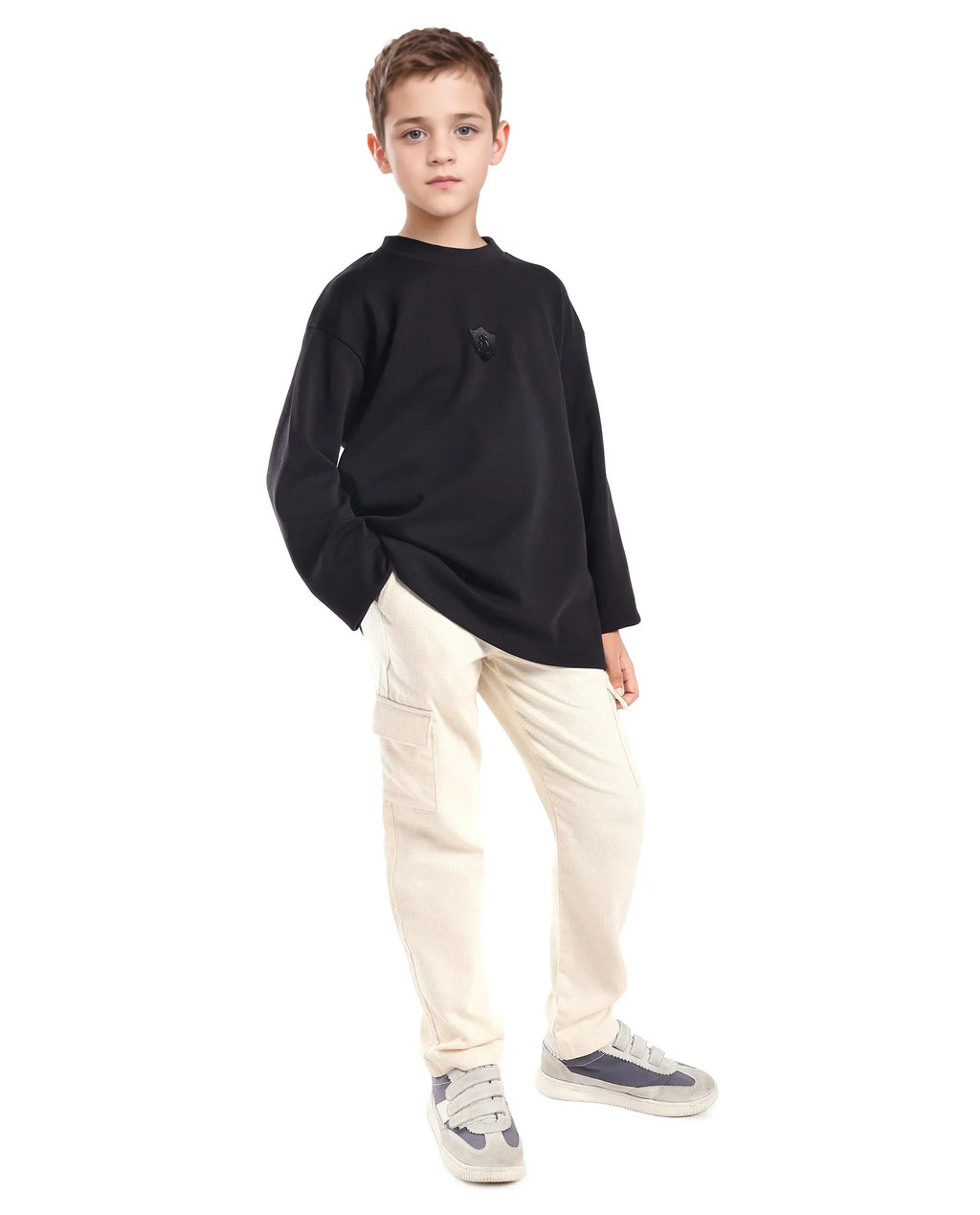 Rare Ones Kids Masa-B Off White Cotton Solid Button Closure Regular Fit Trouser